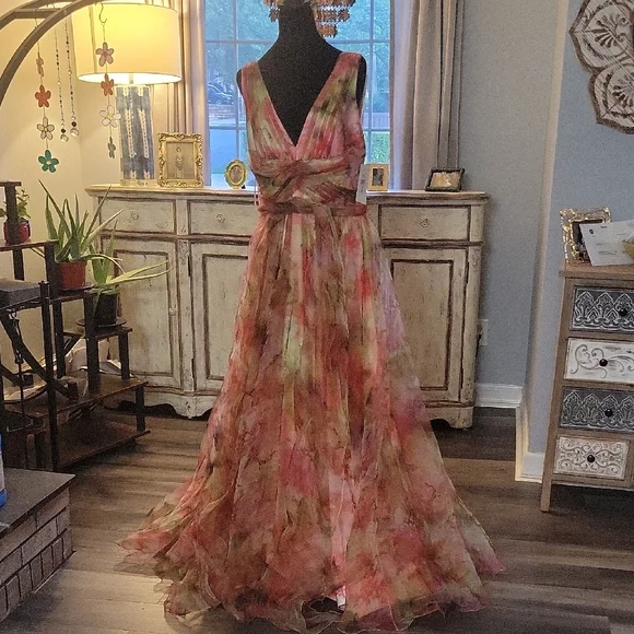 theia dresses Aurelia Pleated Gown